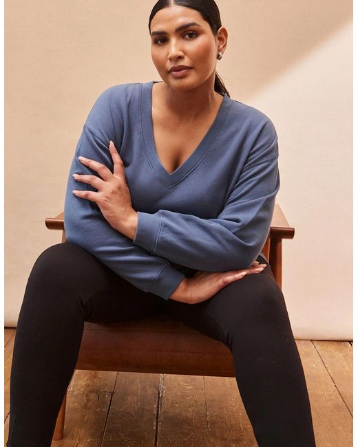 Live Unlimited London Blue V Neck Sweatshirt