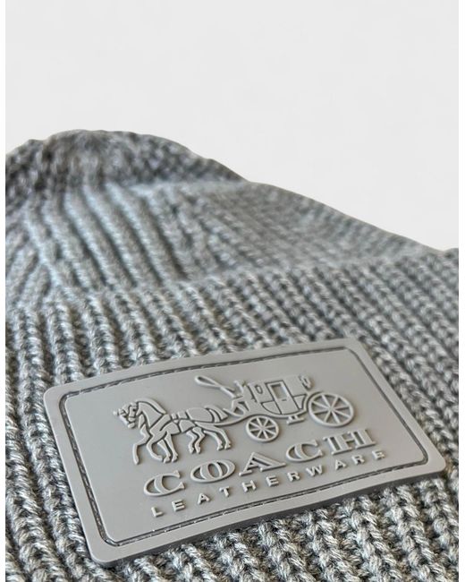 COACH Blue Patch Beanie Dove for men