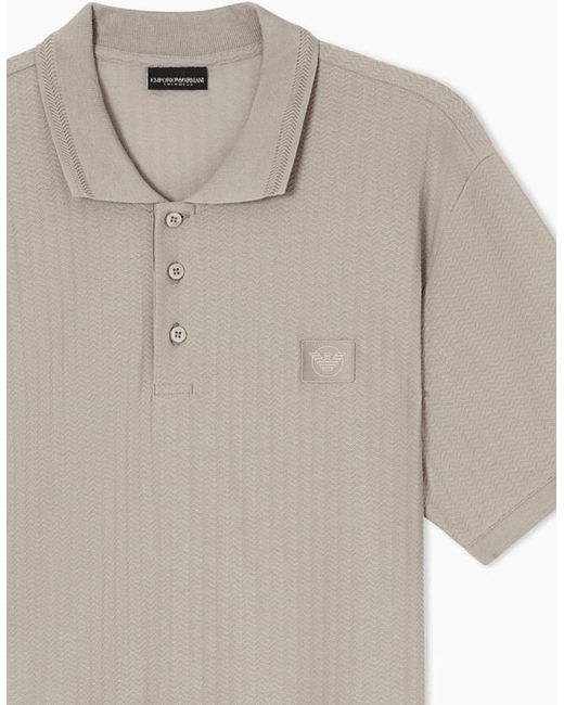 Emporio Armani Gray Textured Cotton Polo Shirt for men