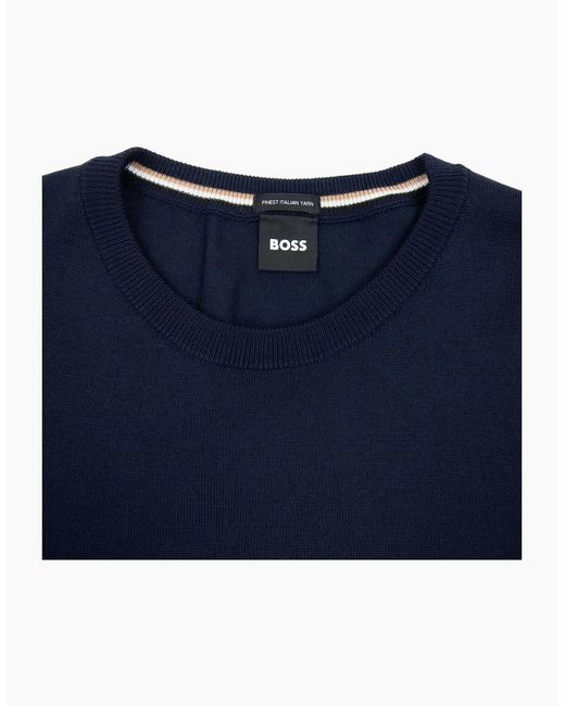 Boss Blue Botto-L Embroidered Logo With Responsible Wool Swe Dark 404 for men