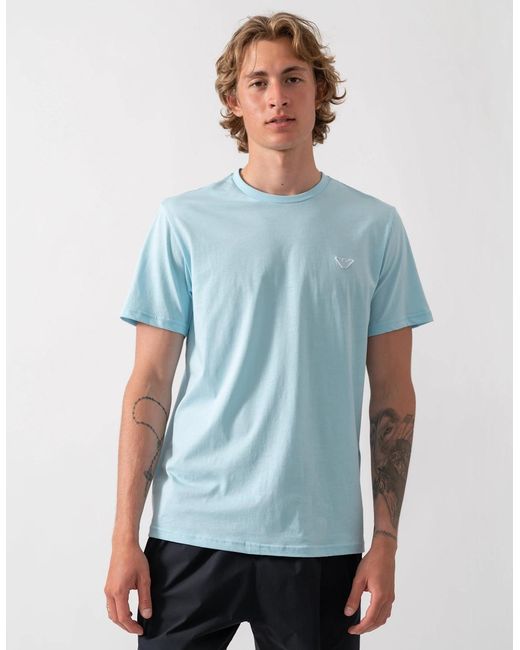 Emporio Armani Blue Beach T-Shirt With Eagle Logo for men