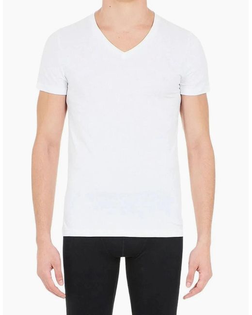Hom White Supreme Cotton V-Neck T-Shirt for men