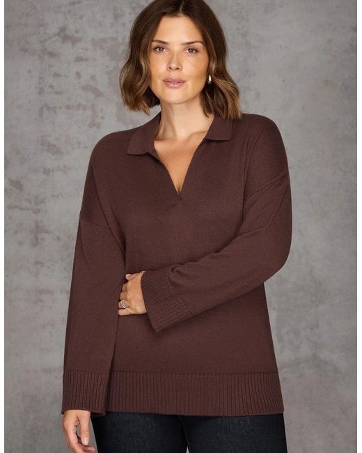 Live Unlimited London Brown Chocolate Polo Knit Jumper