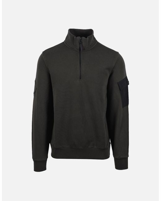 Ma Strum Black Half Zip Logo Sweat Oil Slick for men