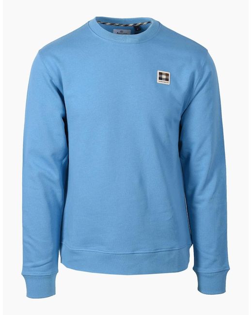 Aquascutum Blue Badge Crewneck Sweatshirt Avio for men