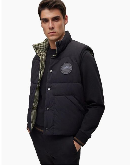 Boss Blue Solid Patterned Regular Fit Gilet for men