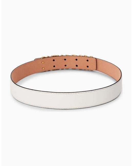 Moschino White Leather Belt