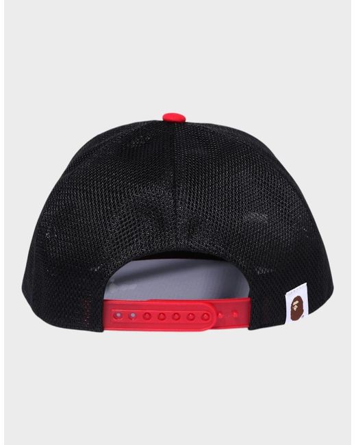 A Bathing Ape Red Lenticular Emblem Mesh Cap for men