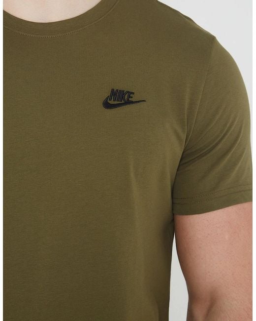 Nike Green Embroidered Logo Swoosh T Shirt for men