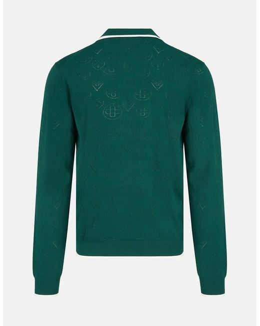 Casablanca Green Pointelle Ls Polo Shirt for men