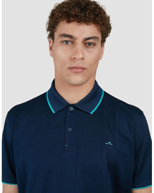 Paul & Shark Blue Embroidered Fin Double Piqué Cotton Polo Shirt for men