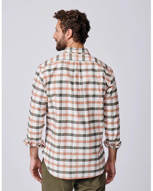 aubi Gray Merton Brushed Oxford Button Down Shirt for men