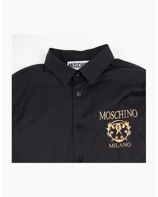 Moschino Blue Couture Question Mark Poplin Shirt for men