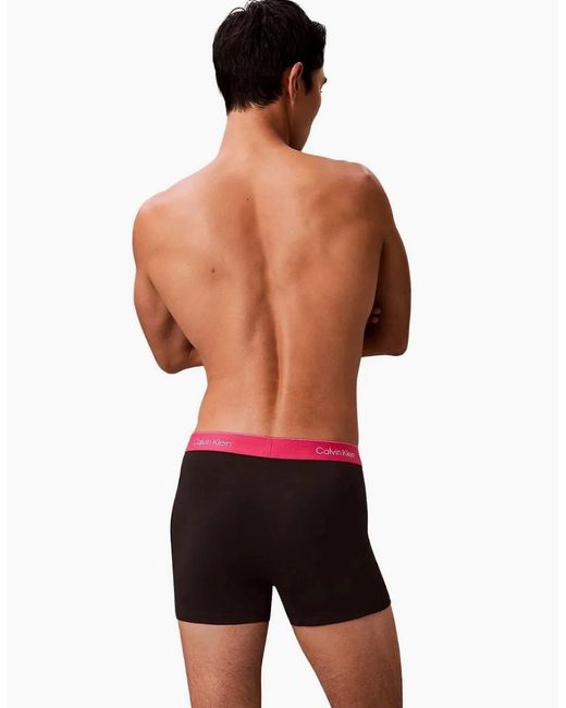 Calvin Klein Black 3-Pack Icon Cotton Stretch 'Relaxed Dart' Boxer Trunks, W/ /Sleet for men