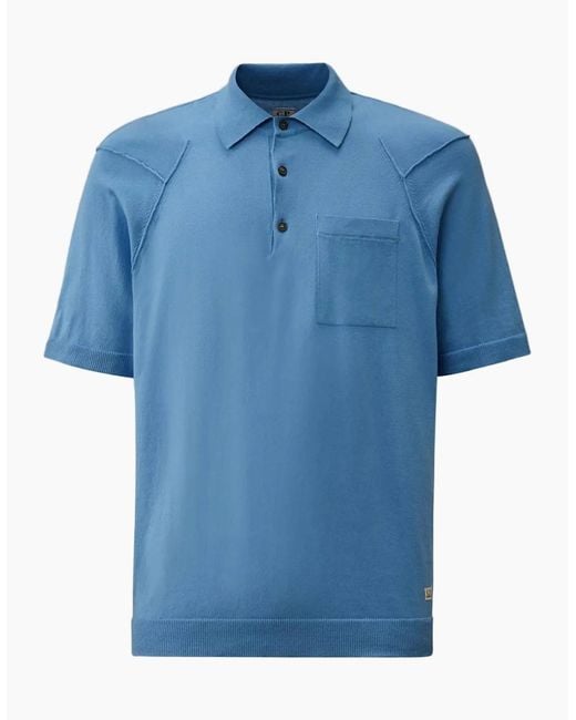 C P Company Blue Sea Island Knitted Pocket Polo for men