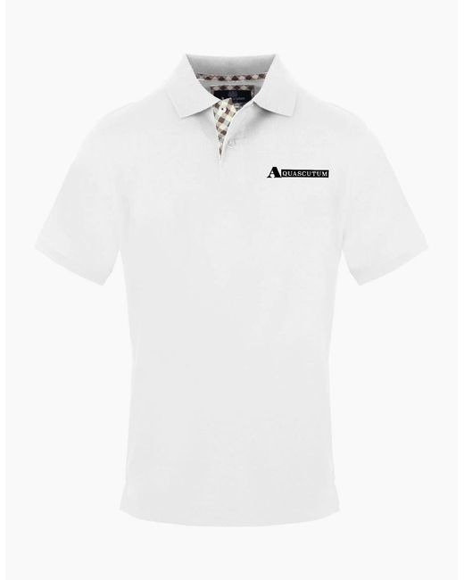 Aquascutum White Collared Neck Short Sleeve Polo Shirt for men