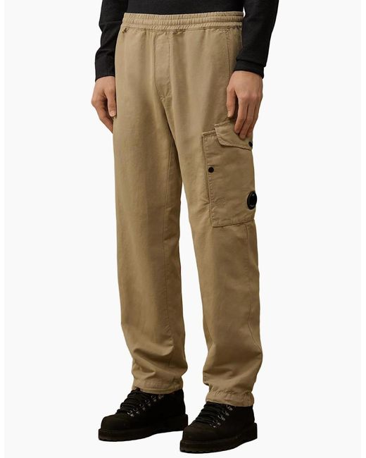 C P Company Natural Cotton/Linen Lens Cargo Pants for men