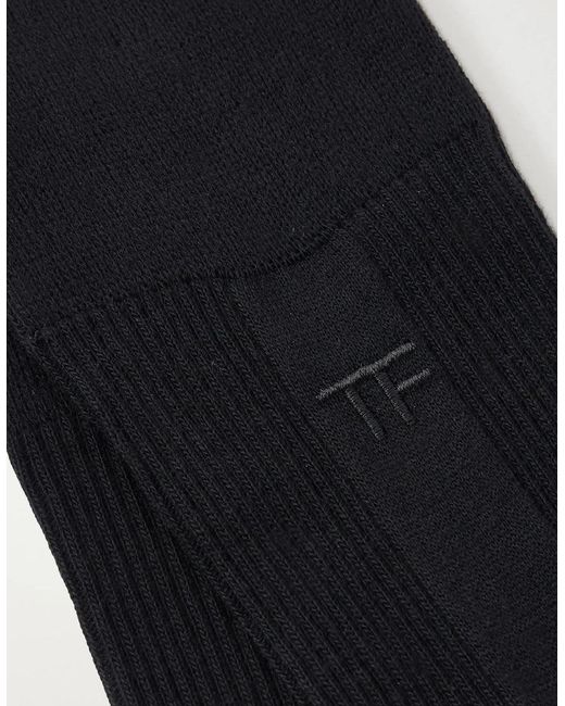 Tom Ford Black Ribbed Textured Socks for men