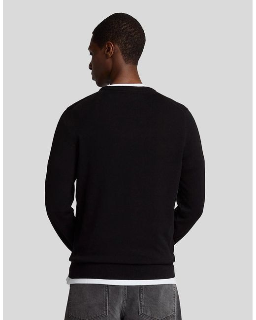 Lyle & Scott Black Cotton Crew Neck Jumper for men