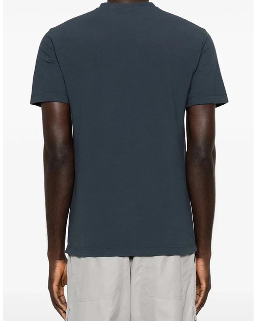 Stone Island Blue Ghost Patch Logo T-Shirt for men