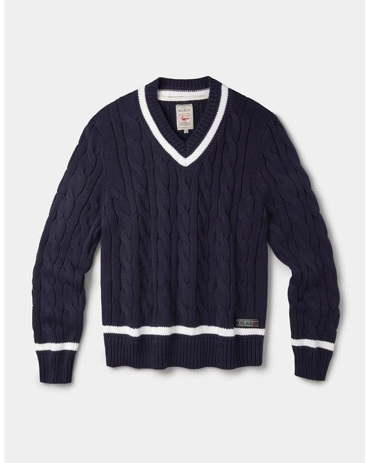 aubi Blue Denton Cotton Cricket Jumper for men