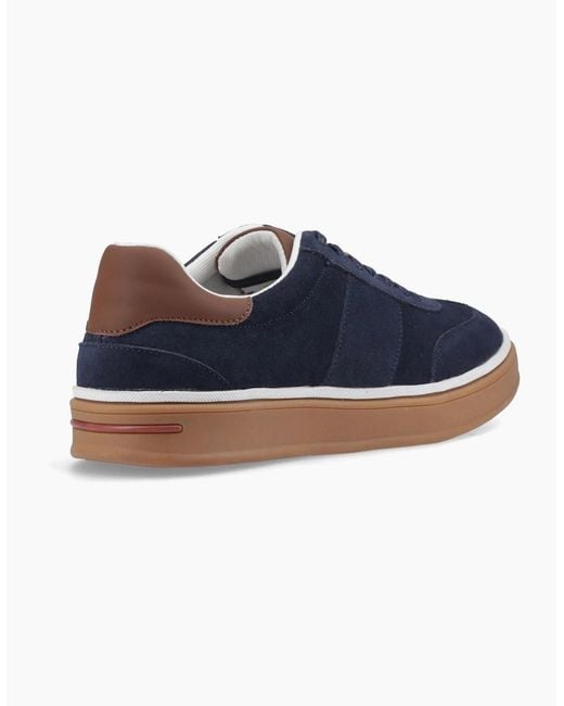 Hush Puppies Blue Carlos Suede Trainer Leather Trainers for men