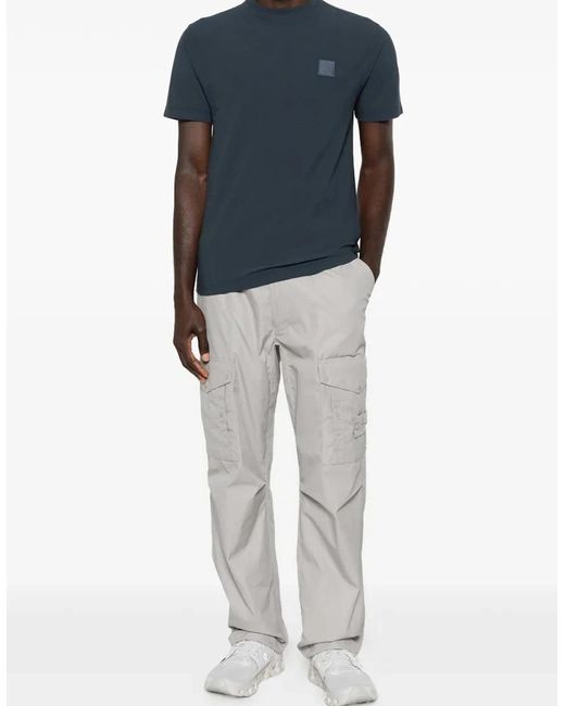 Stone Island Blue Ghost Patch Logo T-Shirt for men