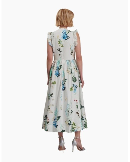 Ted Baker Blue Giolia Cotton Printed Sleeveless Midi Dress