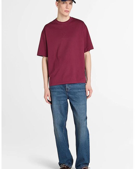 Timberland Red Hampton Stack Logo Tee Burgundy for men