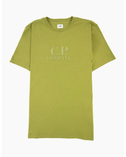 C P Company Green 30/1 Jersey Classic Logo T-Shirt Moss 698 for men