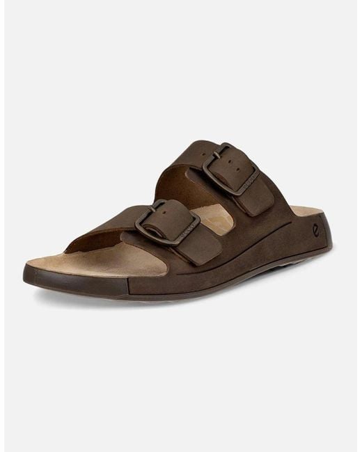 Ecco Brown Cozmo Nubuck Two-Strap Sandals for men