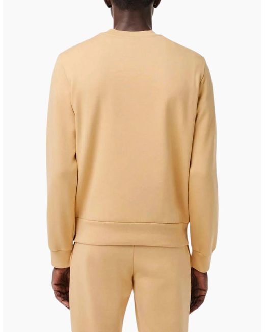 Lacoste Natural Fleece Crew Neck Sweatshirt Knitted Jumper Long Sleeve Sweat Tops for men