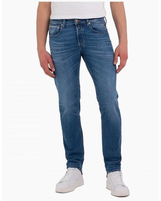 Replay Blue Grover Straight Fit Denim Jeans 009 for men