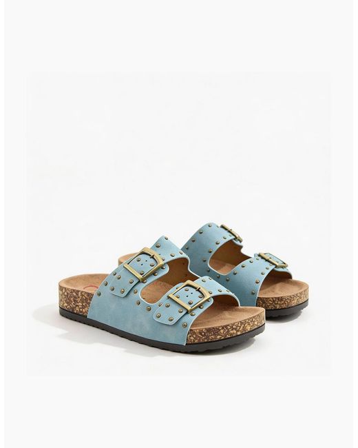 Heavenly Feet Blue Polly Mules Sandals