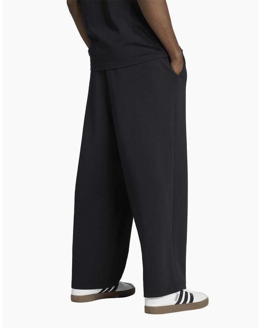 Adidas Black Solid Patterned Wide Fit Sweatpants for men