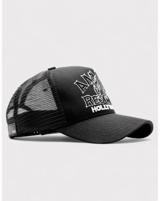 Amiri Black Wolf Logo Trucker Hat for men