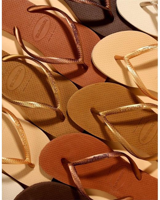 Havaianas Natural Hav. Slim Dark Metal Acoused Flip Flops