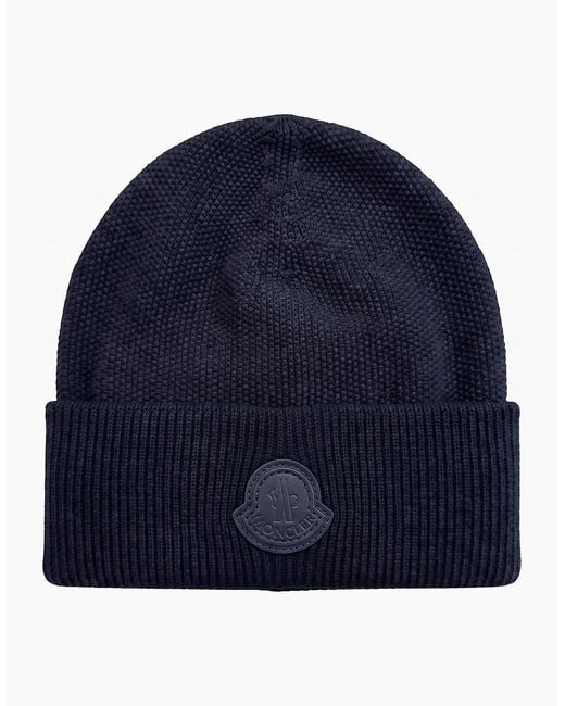 Moncler Blue Logo Beanie for men