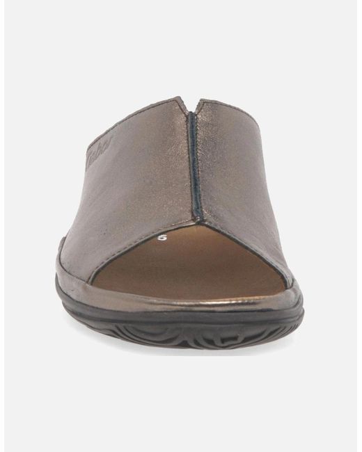 Gabor Brown Idol Leather Wide Fit Mules