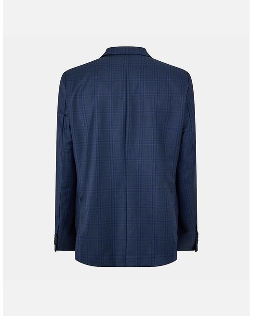 Ted Baker Blue Plaid Patterned Notch Collared Suit Jacket for men