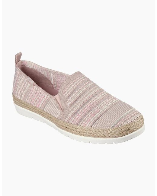 Skechers Pink Woven Twin Gore Slip On Espadrilles