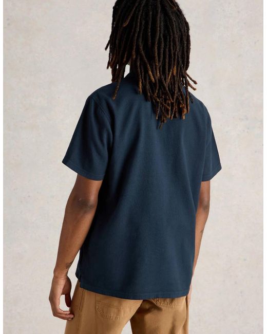 White Stuff Blue Anderby Woven Polo Dark for men
