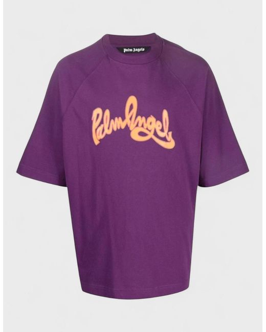 Palm Angels Purple Seasonal Logo Raglan Oversized Tee for men