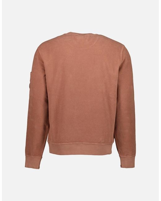 C P Company Brown Brushed Fleece Lens Sweat for men