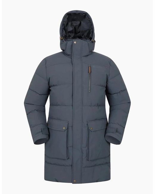 Mountain Warehouse Blue Digby Long Padded Parka for men