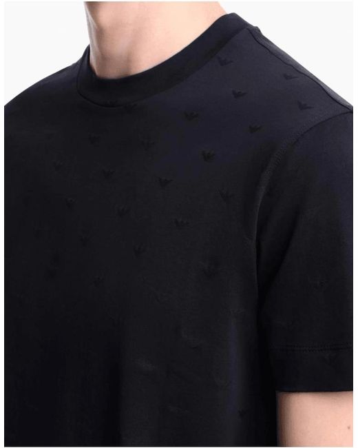 Emporio Armani Blue Micro Eagle All Over Slim Fit T-Shirt for men