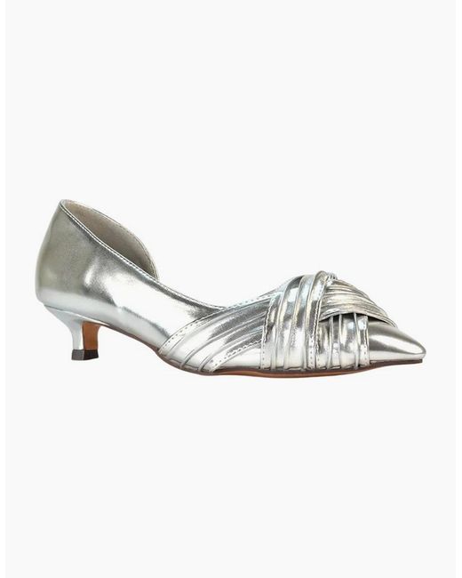 XY London Ladies Freya Metallic Pointed Low Kitten Heel Pumps