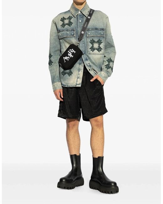 Amiri Black Ma Quad Jacquard Shorts for men