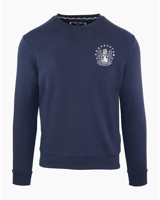 Aquascutum Blue Aldis Chest Logo Sweatshirt for men