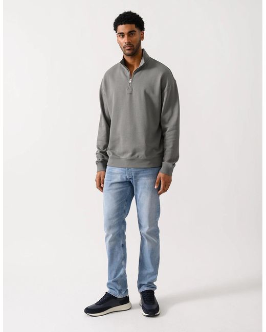 Boss Gray Hugo Durty244 1/4 Zip Sweatshirt for men